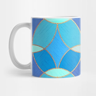Blue & Gold Oval Tile Pattern Mug